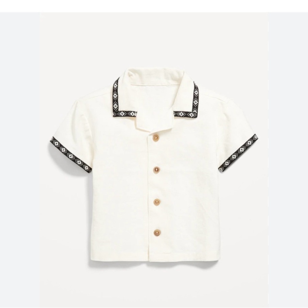 Old Navy Short Sleeve Linen Blend Shirt - 6-12m